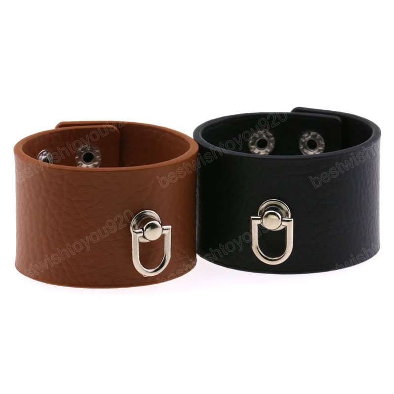 Braccialetto avvolgente in pelle PU da uomo Bracciale vintage donna Nuovo braccialetto avvolgente con polsino largo gioielli Harajuku