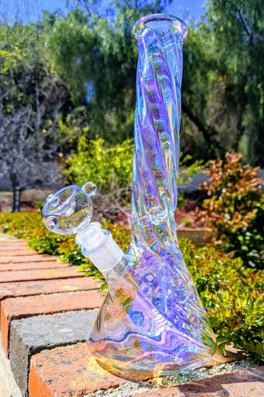 NOVO Bong de vidro arco-íris cachimbos de água narguilés de vidro grosso dab rigs downstem copo de perc com tigela de 14 mm 30 cm de altura