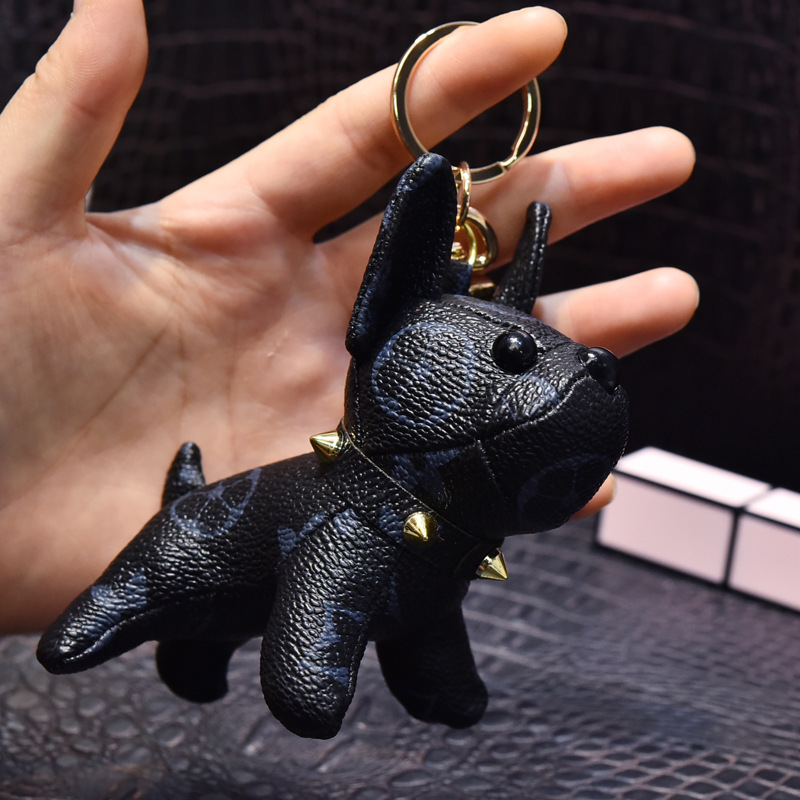 2023 Designer Cartoon Animal Small Dog Creative Key Chain Accessories Key Ring PU Leather Letter Pattern Car Keychain Jewelry Gifts Accessories no box