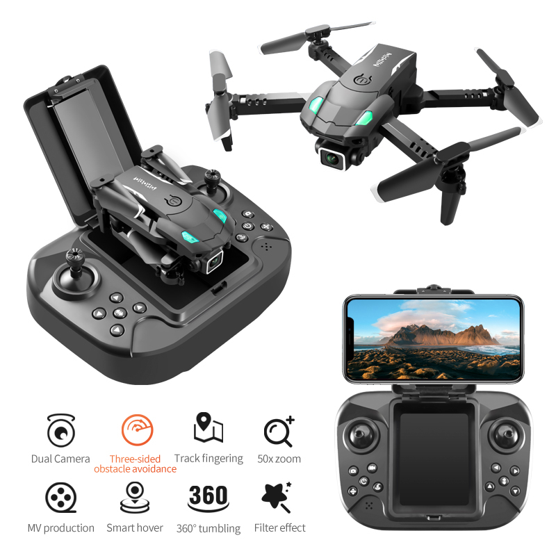 Mini Dron portátil S128 con cámara 4K HD, Drones con cámara de tres lados para evitar obstáculos, cuadricóptero inteligente Hover, Dron profesional FPV S128