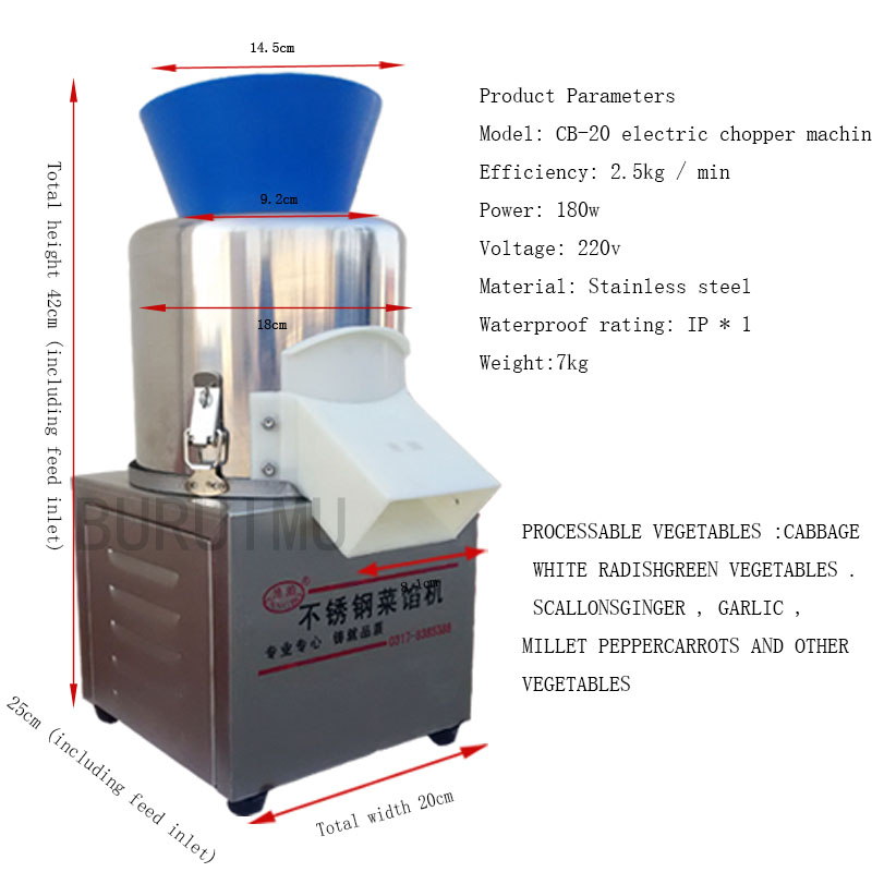 Chou Chopper Acier Inoxydable Électrique Trancheuse Gourde Légumes Granulateur Multifonction Coupe Viande Hachoir Machine