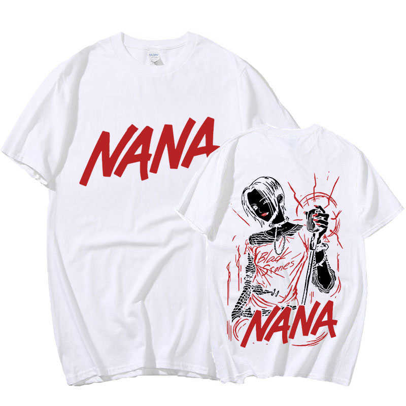 Camisetas masculinas Anime Nana Osaki Imprimir camisetas masculinas Camiseta de algodão curta feminina de algodão Harajuku roupas de rua para adolescentes w0322