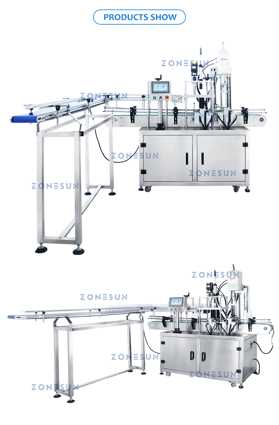 ZONESUN Automatic Capping Machine Double Deck Bottles Jar Mixed Drinks Seperate Containers Honey Beverage ZS-XGC2