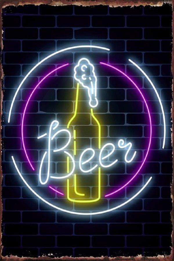 Bar Decoratie Neon Sign Cold Beer Metal Painting Plates Cafe Vintage Plaque WAARSCHUWING SPADE SPADE METAL DRICE BIER CLUB IJzeren schilderijen 30x20cm W03