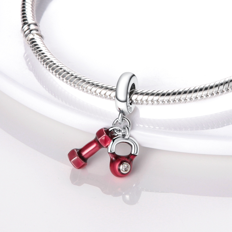 925 Шармс -часы для брусных изделий для браслетов Pandora charm Дизайнер для женщин красный цвет гранато