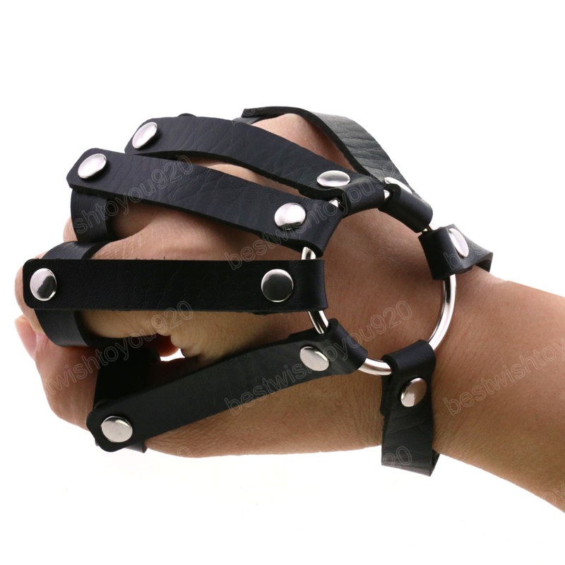 Men Hollow Out Circle Wrap Bracelet Gothic Bracelet Ring Sets For Women Harajuku Leather Wide Bracelet Bangle Jewelry
