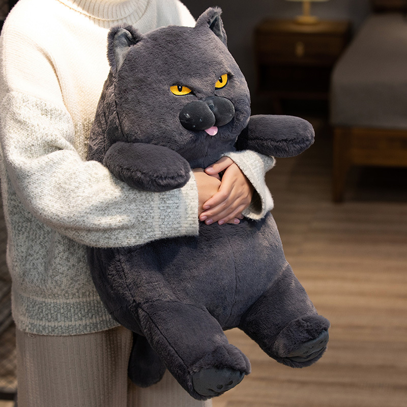Nouveau 58 cm câlin gros chat en peluche animaux en peluche jouet réaliste chat noir jouet pour garçons et filles enfants cadeau d'anniversaire de noël