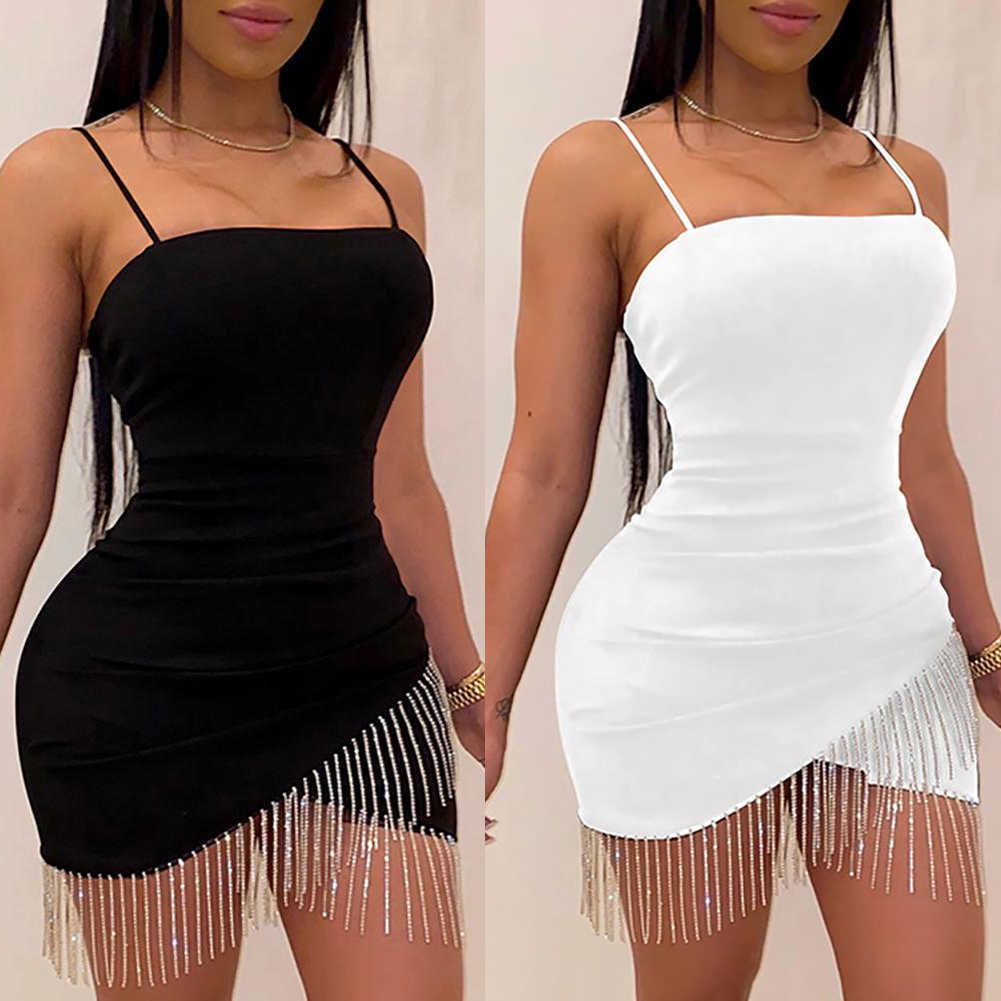 Partykleider Frauen Sexy Nacht Geburtstag Quaste Split Ärmel, Figurbetontes Kleid Sommer Elegant Hosenträger Kurz Mini Bleistift Y2303