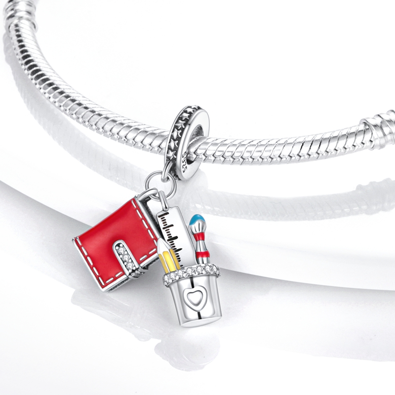 925 Шармс -часы для брусных изделий для браслетов Pandora charm Дизайнер для женщин красный цвет гранато