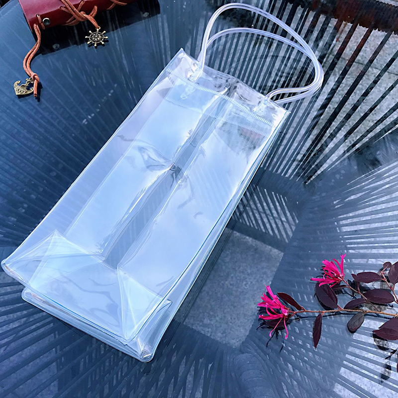 Glacières Laser PVC Bouteille De Vin Congélateur Sac Refroidisseur De Bière Sac Glacière Étanche Sac De Glace Transparent Champagne Rouge Bouteille De Vin Glace Sac Fourre-Tout