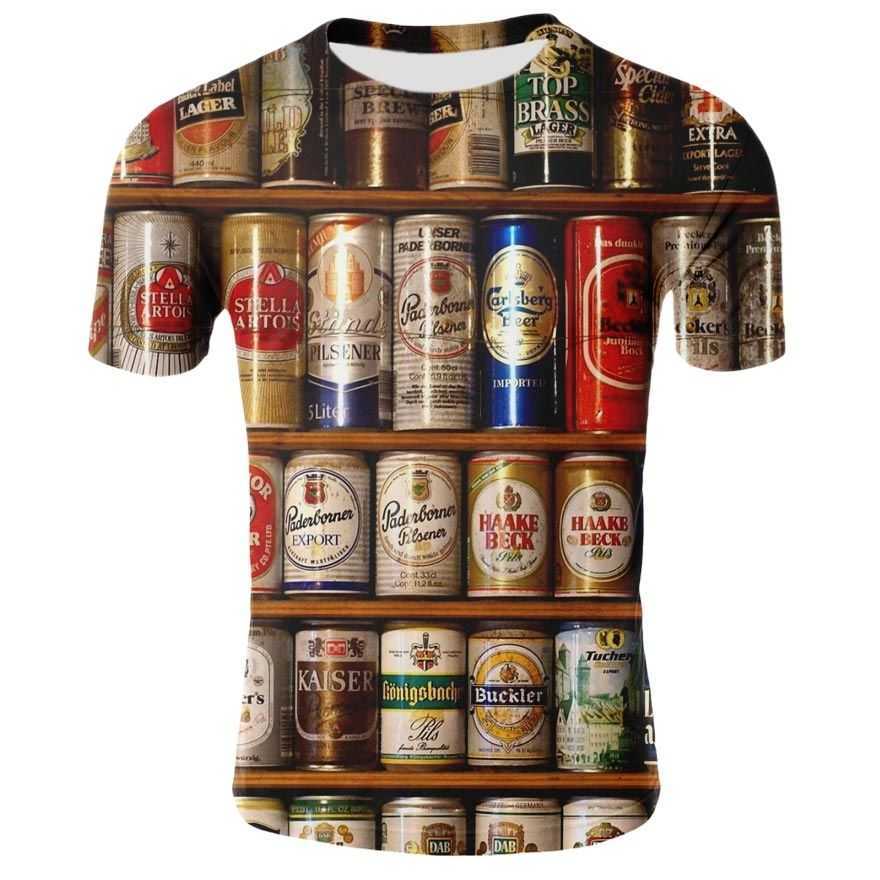 Męskie koszulki 2022 3D Printed Beer T Shirt Funny męski koszulka Casual Summer Hip Hop Harajuku Streetwear Unisex Tshirt Męskie ubranie W0322