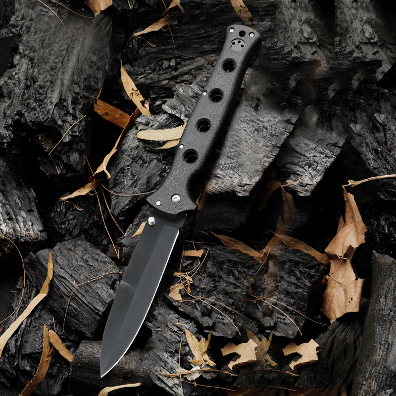 Promotion 10ACXC Folding Knife AUS10A Satin/Black Oxide Blade Griv-Ex & Stainless Steel Sheet Handle Survival Tactical Folder Knives with Retail Box