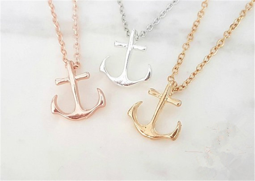 10st Gold Silver Tiny Boat Anchor Halsband i sidled Mens Navy Nautical Anchor Halsband Båtkrokar Halsband för kvinnor