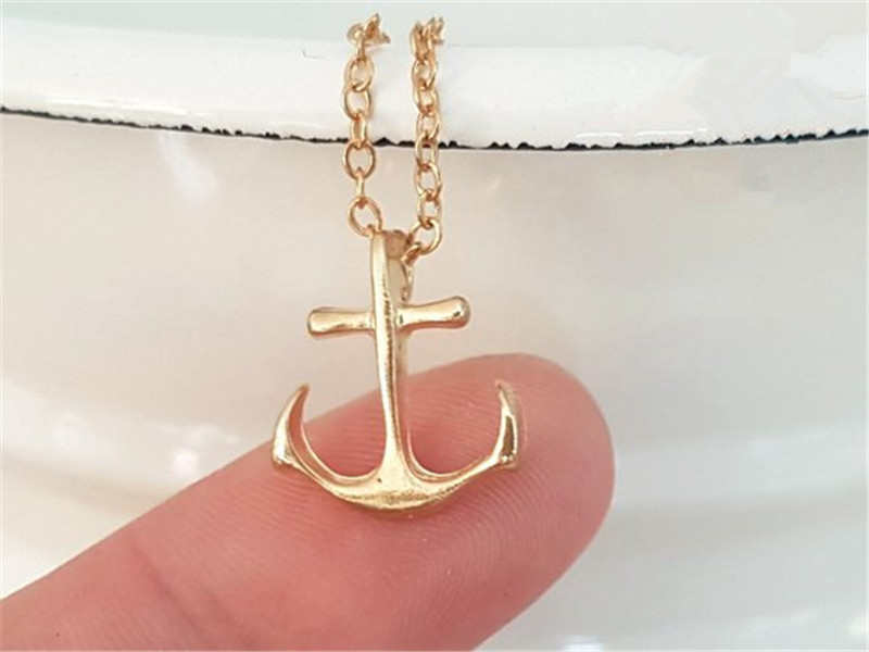 10st Gold Silver Tiny Boat Anchor Halsband i sidled Mens Navy Nautical Anchor Halsband Båtkrokar Halsband för kvinnor