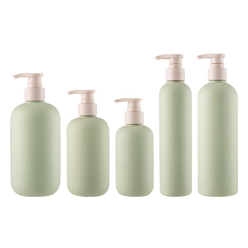 Flacon pompe de lotion en plastique HDPE vert vide 200 ml 250 ml 300 ml 400 ml 500 ml Emballage cosmétique écologique Shampooing Gel douche Épaule ronde Récipient rechargeable