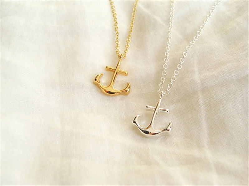 10st Gold Silver Tiny Boat Anchor Halsband i sidled Mens Navy Nautical Anchor Halsband Båtkrokar Halsband för kvinnor