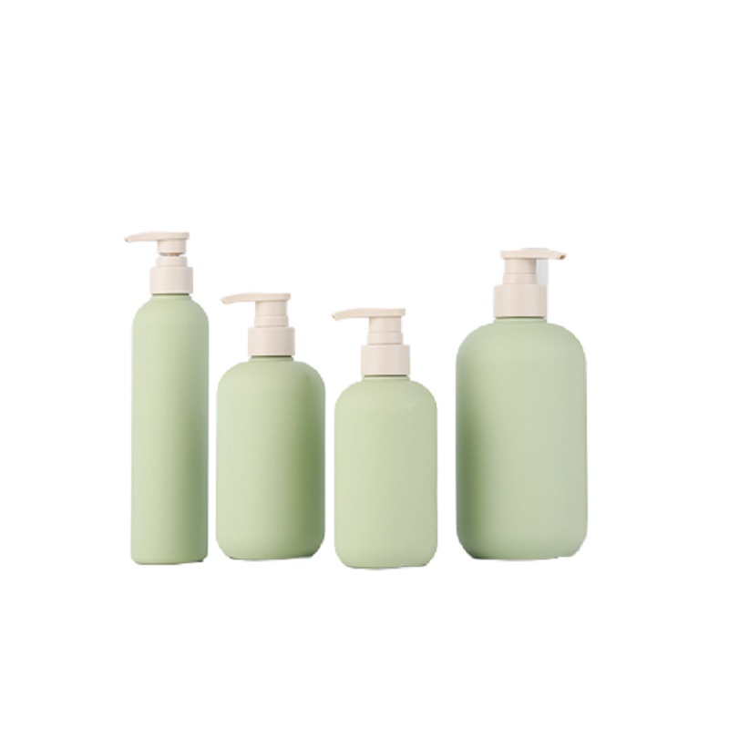 Flacon pompe de lotion en plastique HDPE vert vide 200 ml 250 ml 300 ml 400 ml 500 ml Emballage cosmétique écologique Shampooing Gel douche Épaule ronde Récipient rechargeable