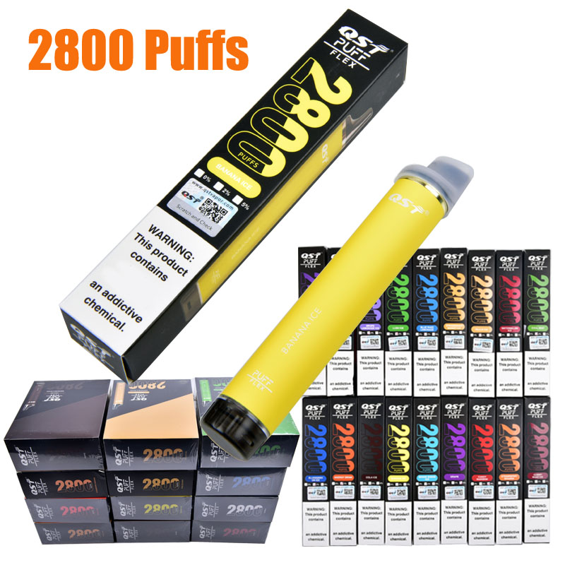 Puff Flex Do jednorazowego użytku Vape Pen 2800 Puffs Pods Zestawy urządzeń e papieros 850 mAh Waporyzator wypełniony