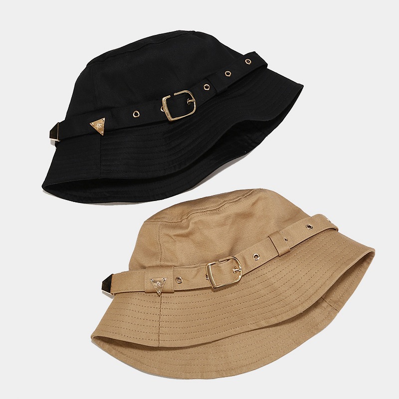 Creative New Belt Buckle Decorative Bucket Hat Personalized Street Hip Hop Hat Foldable Outdoor Outgoing Fisherman Hat HCS237