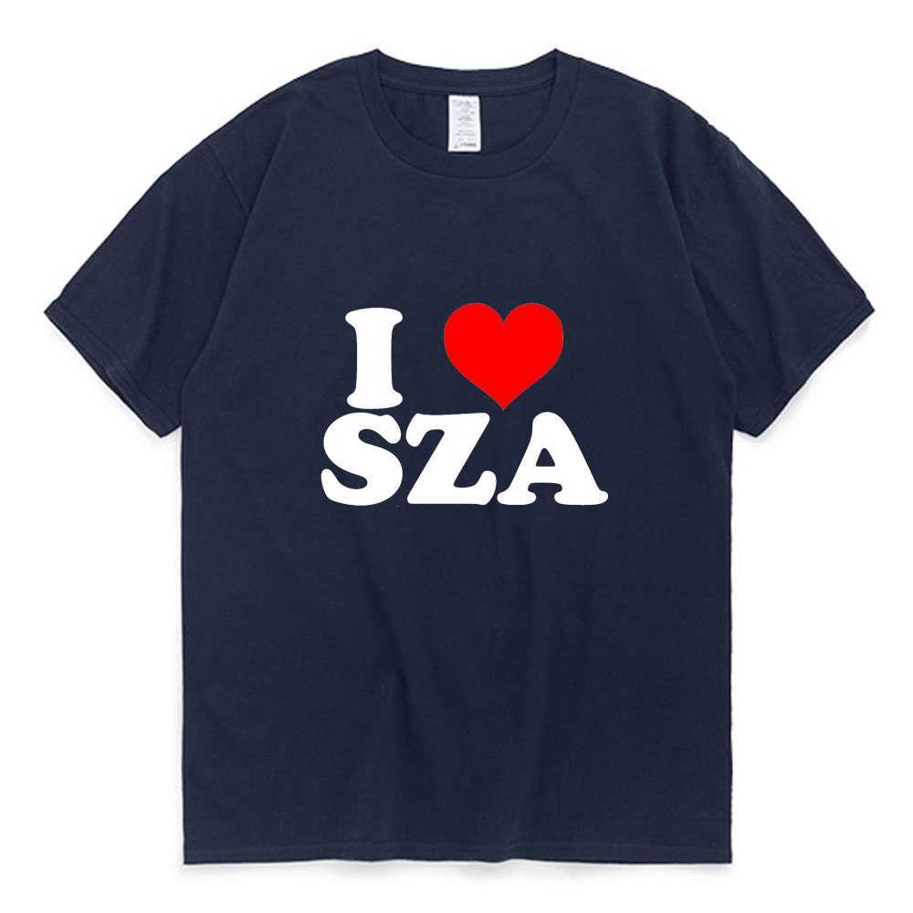 Camisetas masculinas I Love SZA Good Days Graphics Print T-shirt Men Mulheres Rapper de Hip Hop 90