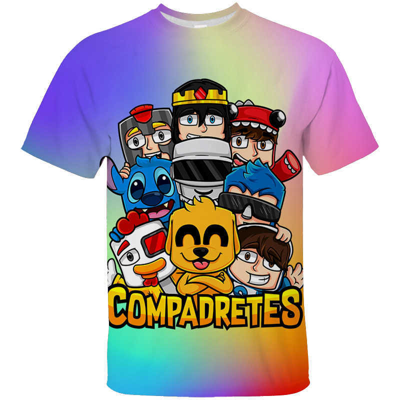 Мужские футболки смешные футболка Mikecrack Children 3d Cartoon Tee Tops Kawaii O-образная футболка Los Compas Anime Streetwear Compadretes Tshirt Summer W0322