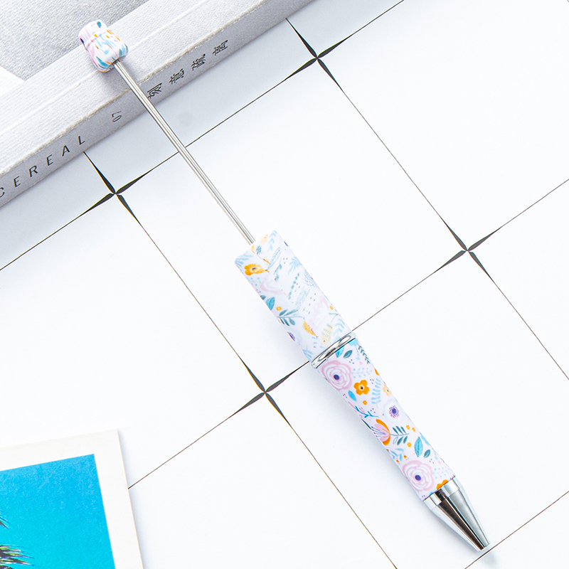 DIY BEADED BALLPOINT PENS 플라스틱 로타리 표범 볼 펜 학교 사무용품 쓰기 도구