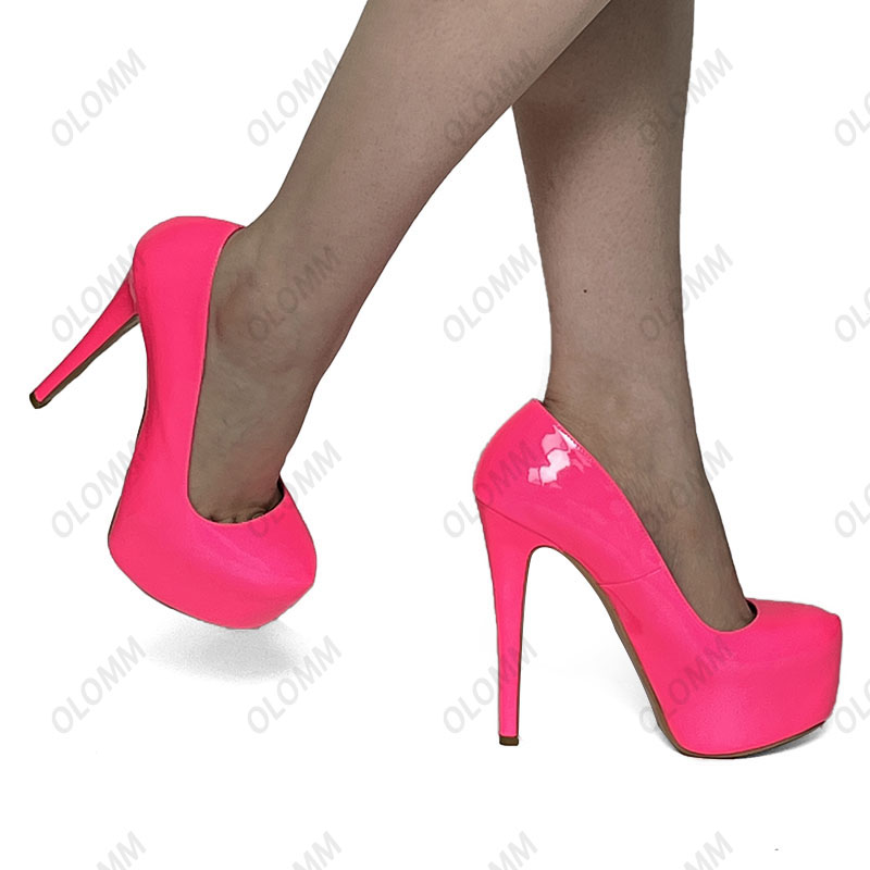 Olomm Yeni Varış Kadınlar Bahar Pompaları Seksi Stiletto Topuklu Toe Toe Klasik Siyah Gece Kulübü Ayakkabı Bayanlar Boy Boyut 4-15