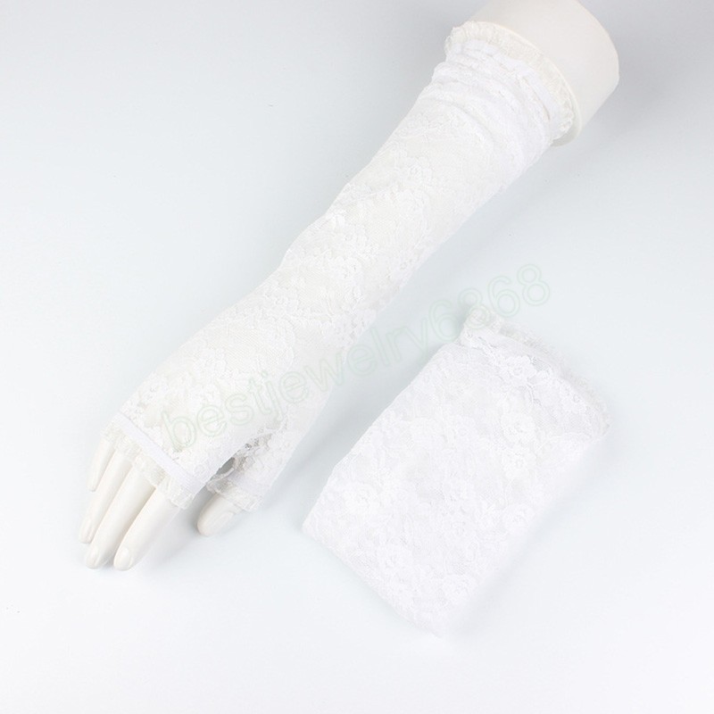 Summer Lace Sunscreen Arm Sleeves Women Gloves Sun Protection Arm Cover Fashion Breathable Cycling Driving Sleeve Lace Arm Cover