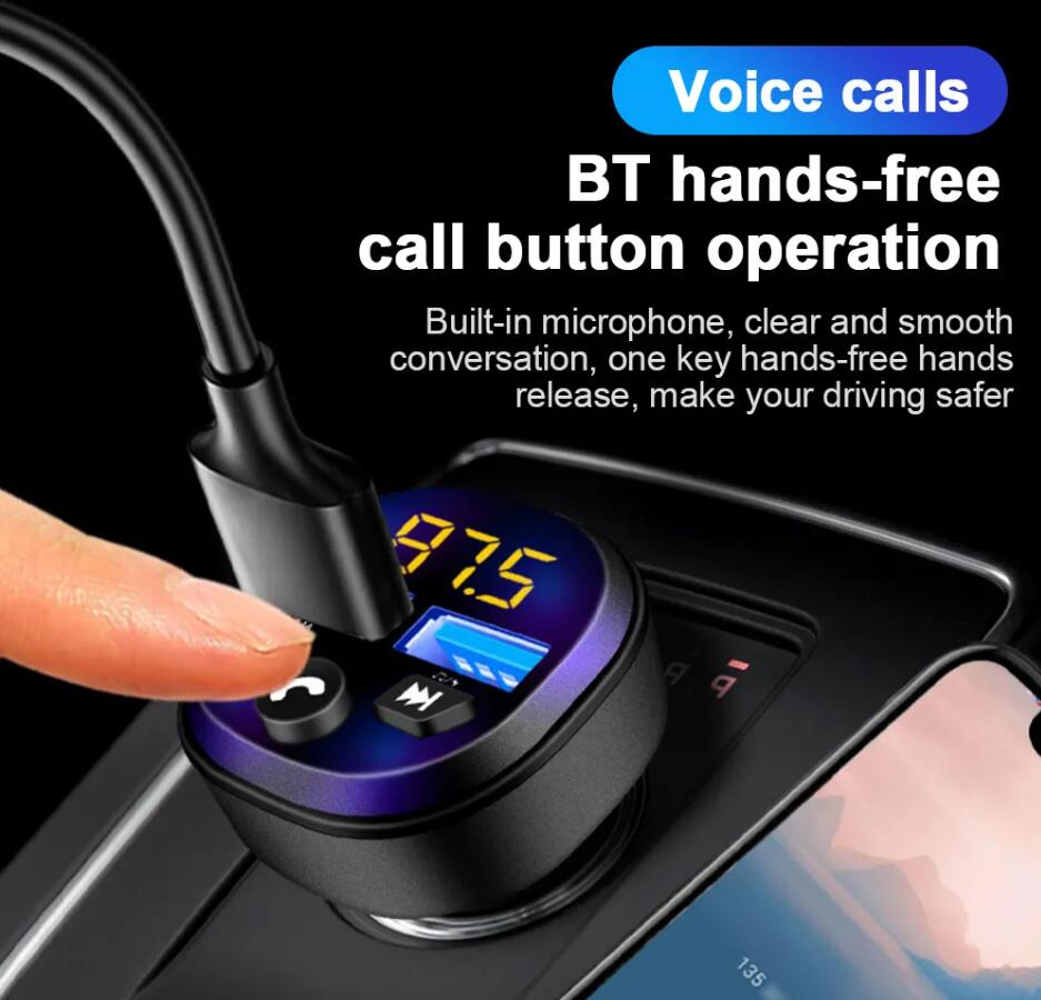 Multifunktion Bluetooth Radiosändare biltelefonladdare med MP3-spelare BT 5.0 FM sändare Dual USB Car Charger Love Heart Design