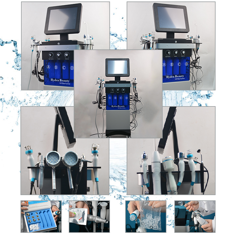 14 en 1 Diamond Microdermabrasion Machine de rajeunissement de la peau Hydro Aqua Clean Oxygen Jet Peel Spray Gun Approuvé par la FDA