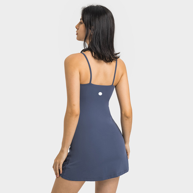 LL Bayan Tenis Elbisesi Yoga Kıyafeti Egzersiz Göğüs Pedi İçinde Kız Şort Elbiseler Golf Spor Salonu Kayma Spor Kadın Tenis Elbisesi