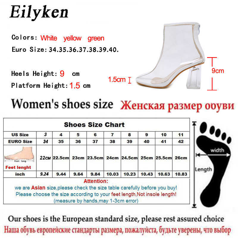 Sexy PVC Transparent Bottes Bout Rond Chaussures Effacer Chunky Talons Femmes Bottes Sandales Zipper Mujer 230306