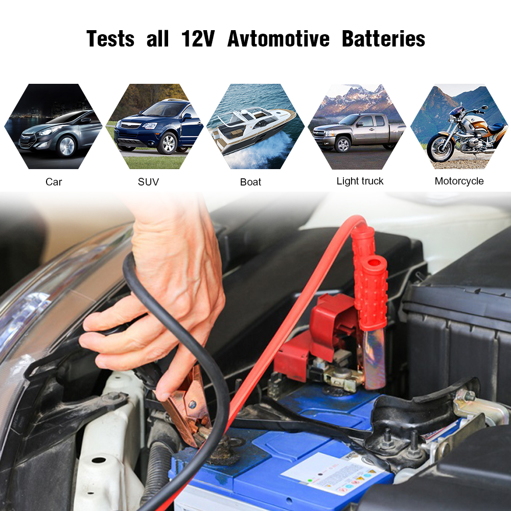 KONNWEI KW208 Outil de diagnostic automatique Testeur de batterie de voiture 12 V 100 à 2000 CCA Testeur de circuit de charge de démarrage Analyseur de batterie Outil de batterie 12 Volts BM550