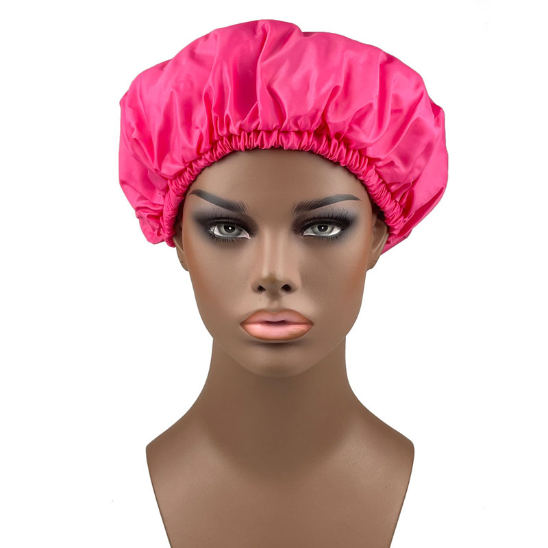 Einfarbiger Satin-großer wasserdichter Hut für Frauen-Dame-elastische Badekappen Motorhaube Haarpflege Home Fashion-Accessoires