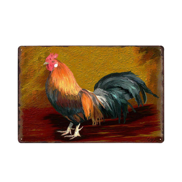 Plaque de poulet en métal Vintage, 30x20cm, signes en étain, affiche murale, décalcomanies, peinture, Bar, ferme, décoration de maison, Art mural W03