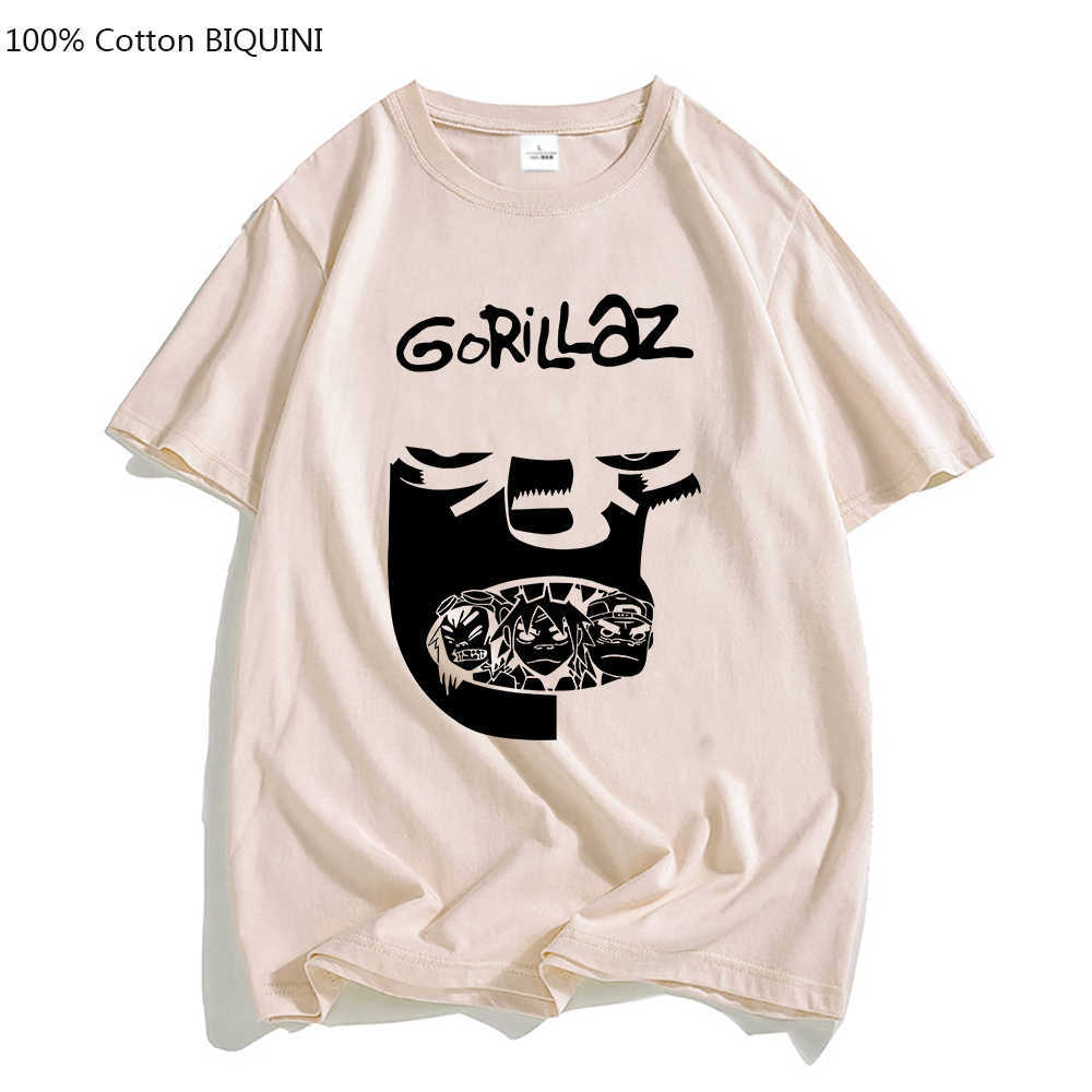 Men's T-Shirts Gorillaz T shirt Hot Music Band Harajuku Short Sleeve T-shirt 100% Cotton Graphic Printing Tshirt Tees for Mens/Women Tops Male W0322