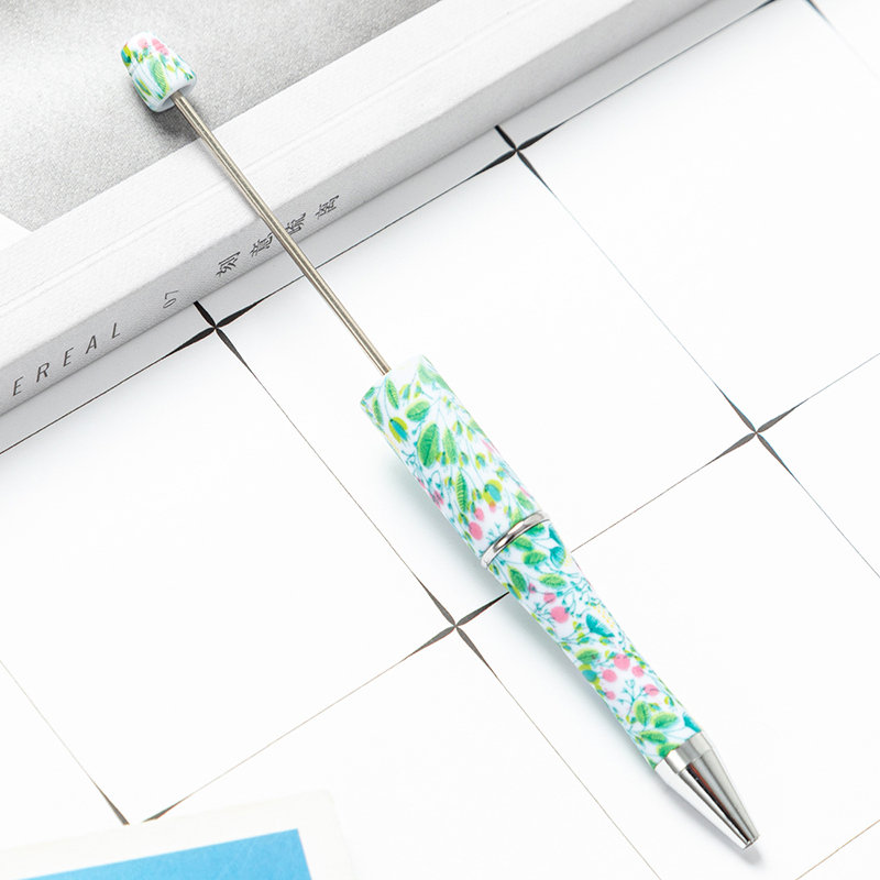 DIY BEADED BALLPOINT PENS 플라스틱 로타리 표범 볼 펜 학교 사무용품 쓰기 도구