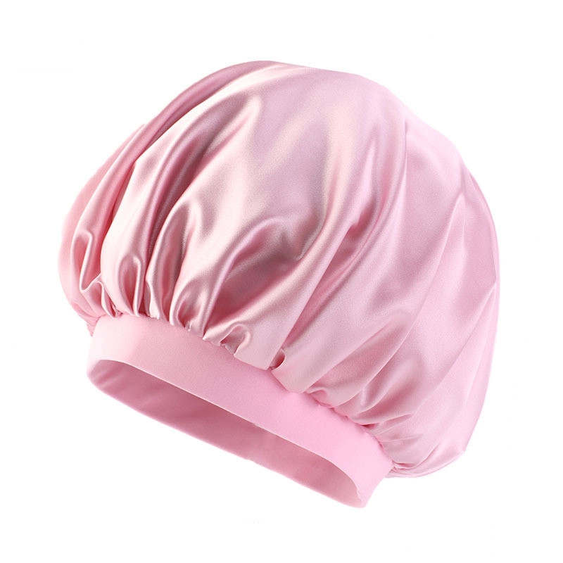 伸縮性のあるバンド女性のためのサテンボンネット帽子睡眠を作るバスクッキングレディースソリッドカラーヘアケアナイトキャップケムベンコハット多機能ヘッドバンド23色