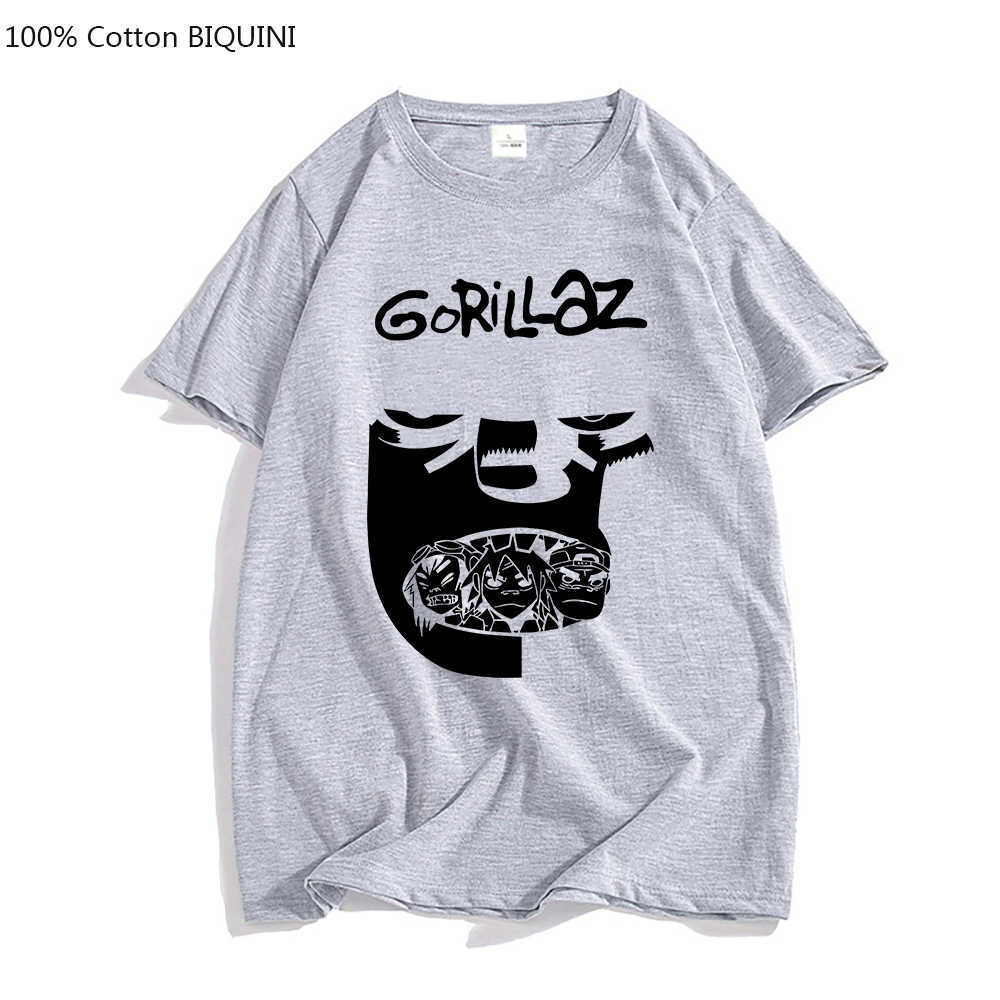 メンズTシャツGorillaz TシャツホットミュージックバンドHarajuku短袖Tシャツ100％コットングラフィック印刷TシャツTシャツTEE