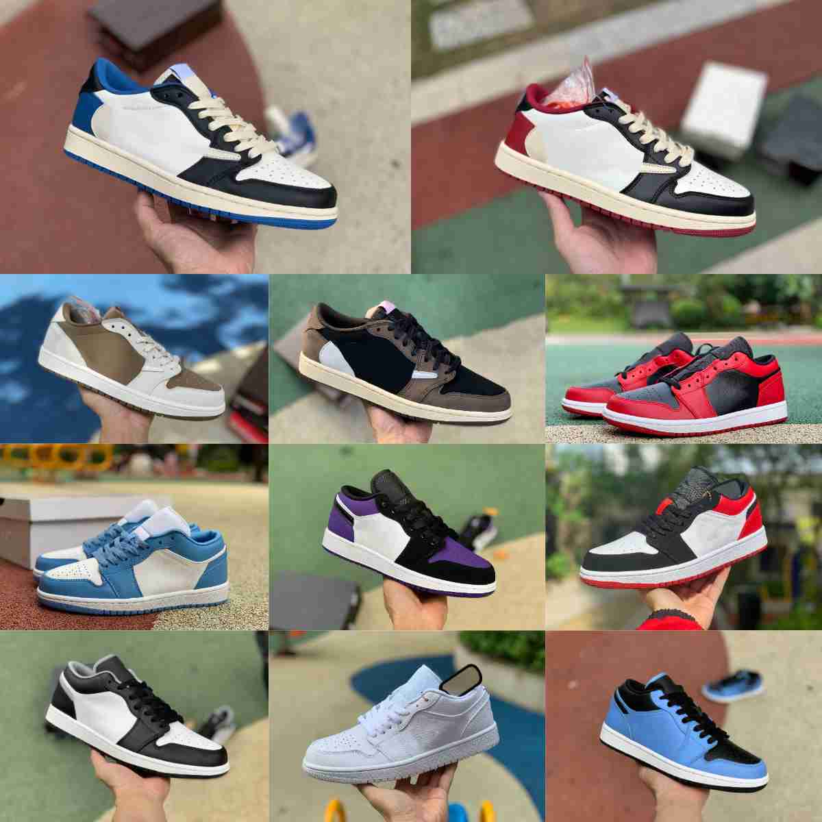 Fragment TS Jumpman 1 1S Low Basketball Shoes Trainer Court Purple Black Shadow Panda Emerald Crimson Tint White Brown Red Gold Grey Toe UNC Designer Sports Sneakers