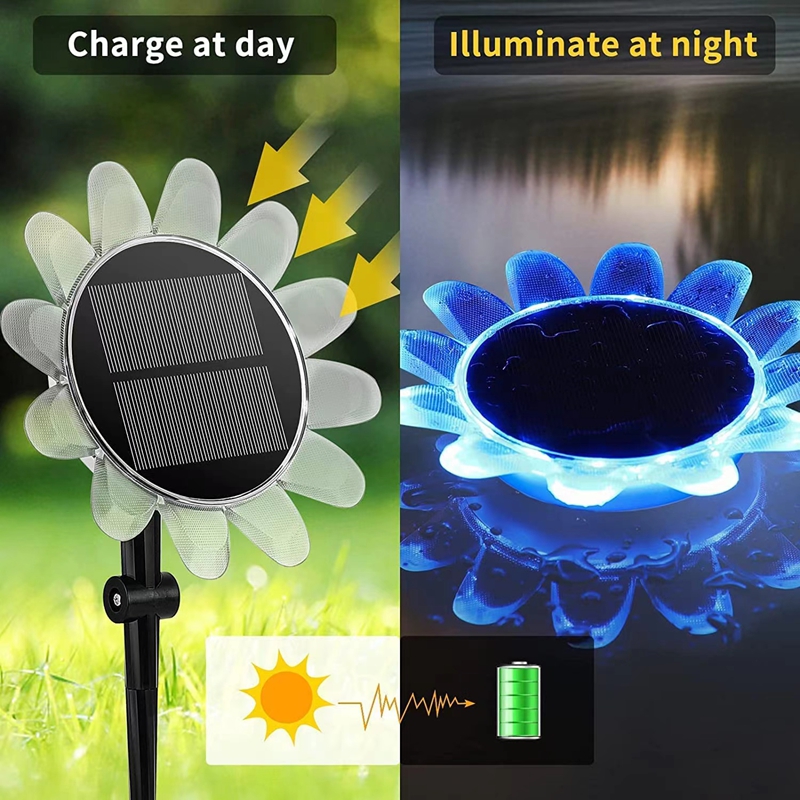 Solar Garden Lights RGB Waterproof Outdoor Sunflower Floating Lights with 4 Modes IP68