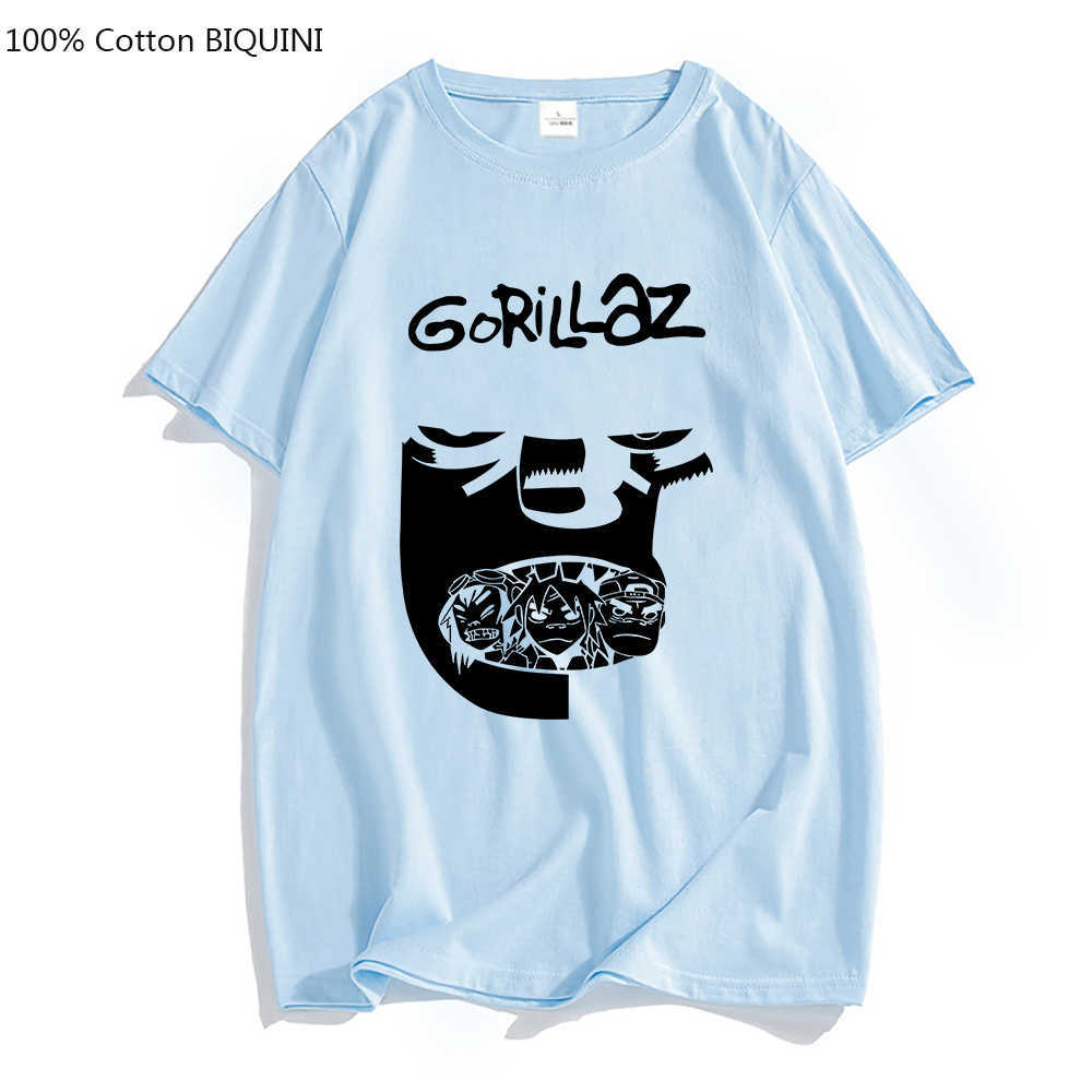 Men's T-Shirts Gorillaz T shirt Hot Music Band Harajuku Short Sleeve T-shirt 100% Cotton Graphic Printing Tshirt Tees for Mens/Women Tops Male W0322