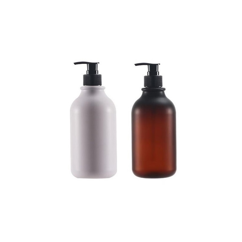 Black Lotion Press Pump Plastic Bottle 300 ml 500 ml Round Shoulder Pet Brown Black Frosted White Packaging Bottles Refillable Portable Container