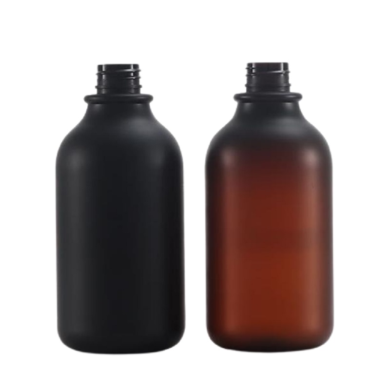 Bottiglia di plastica pompa lozione nera 300 ml 500 ml Spalla tonda PET Marrone Nero Bianco satinato Bottiglie imballaggio Contenitore portatile ricaricabile