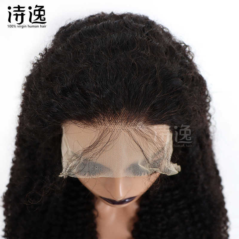 13 * 4 voorkant van de voorkant menselijk haar hoofdband kinky krullend menselijk haarpruiken 230323