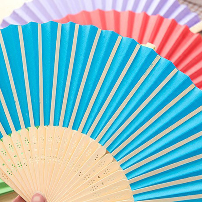 DIY Folding Fan Party Favor Solid Color Single Sided Paper Fan Children's Painting Gift