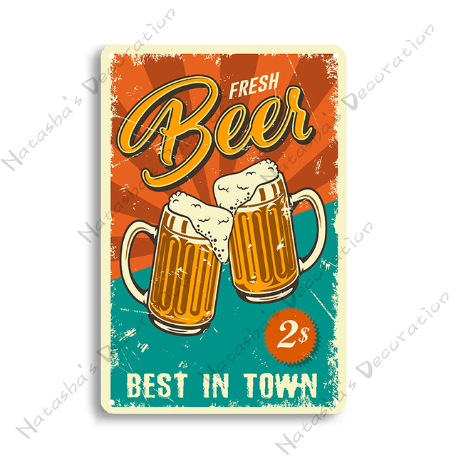 Shabby Chic Beer Poster Metal Tin Sign Decoración industrial Placa de pared Club Bar Decoración de la pared del hogar Signos Arte Pintura Placa 30X20cm W03