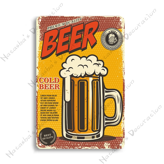 Shabby Chic Beer Poster Metal Tin Sign Decoración industrial Placa de pared Club Bar Decoración de la pared del hogar Signos Arte Pintura Placa 30X20cm W03