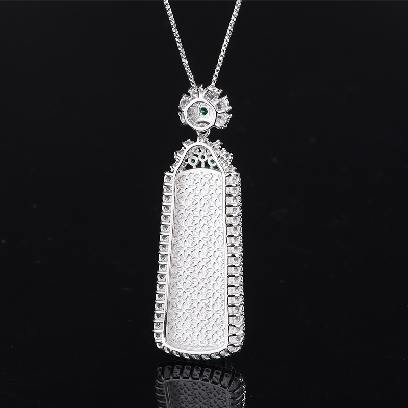 Lange Lab Smaragd Diamant Halskette 925 Sterling Silber Hochzeit Anhänger Halskette Für Frauen Verlobung Chocker Schmuck