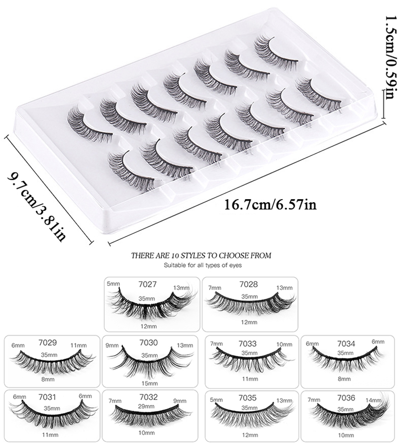 7 Paren valse wimpers Manga Lashes Natural Fake Lashes Fluffy Soft Cross Fairy Little Devil Lashes Extension Makeup Cosmetic